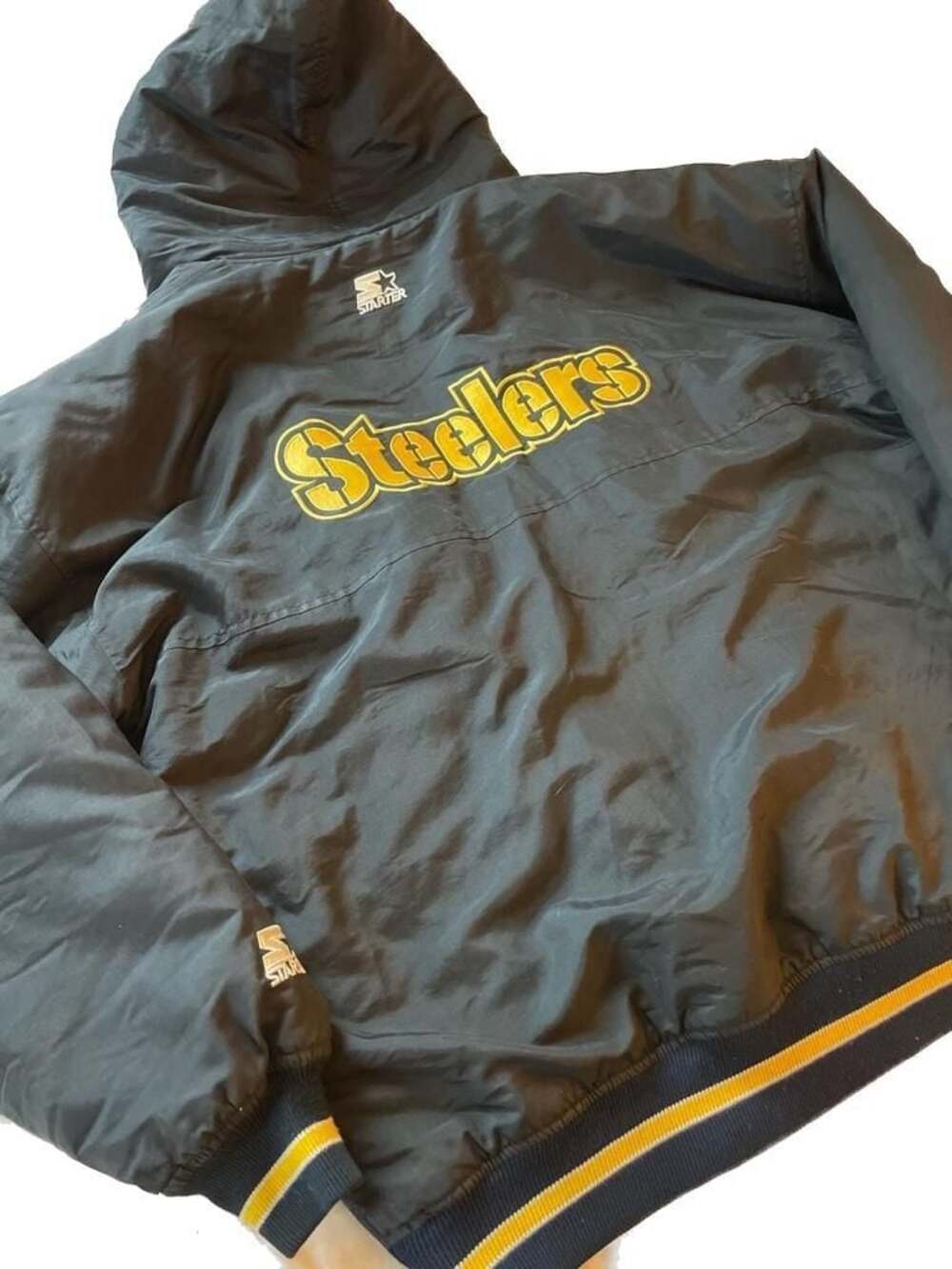 Vintage 90s Starter Pittsburgh Steelers Hooded Puffer Jacket Size XL